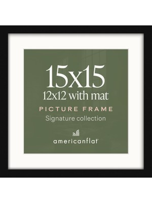 Siyah 15X15 Resim Çerçevesi - Mat ile 12X12 Çerçeve Veya 15X15 Mat Olmayan Çerçeve Olarak Kullanın - Asma Donanımlı Ahşap Çerçeve - Duvar Için Kare Re