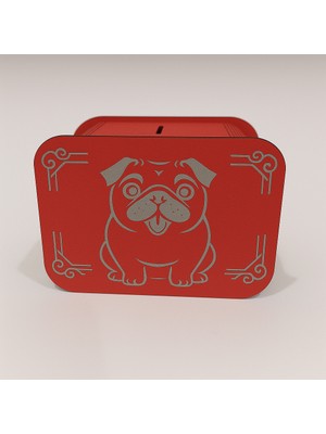 Köpek Kumbara - Ağaç Işleme -Ceviz Ağacı-Kırmızı
