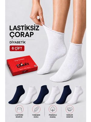 Ducks Socks Kadın 6'lı Pamuklu Kutulu Lastiksiz Çorap Diyabetik Dostu Dikişsiz Iz Bırakmaz Kısa Konç Sıkmayan Çorap