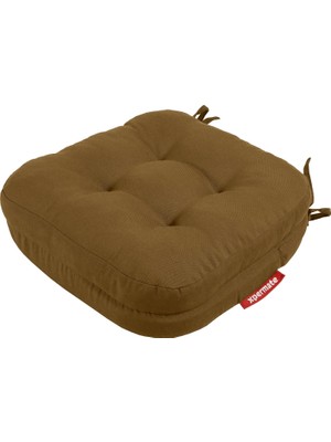 Çift Kat Sandalye Minderi Fermuarlı Yıkanabilir Kılıf Bağcıklı Su ve Yağ Itici 42X42X8 cm (Kahverengi)
