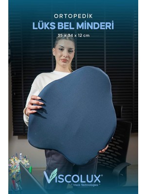 Ortopedik Lüks Bel Destek Yastığı - Premium Visco Bel Destek Minderi Mavi 54X42X9