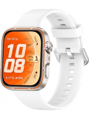 Pratik Ev Huawei Watch Fit 5 Pro ile Uyumlu Metal Tokalı Yumuşak Soft Silikon Kordon