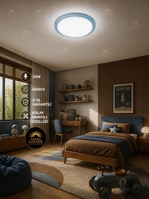 24 W Kristal Çerçeveli Tavan Armatürü, ESEMLIGHT,6400 K Beyaz Işık (Mavi)