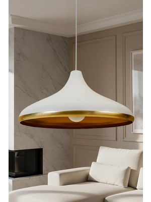 Nova Gold Metal Sarkıt Avize, Bohem Tavan Lambası ve Salon Oturma Odası Aydınlatması - Beyaz - 35 cm – Modern Dekoratif Avize, Tavan Aydınlatması