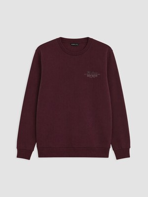 Lc Waikiki Yeni Sezon Mürdüm Bisiklet Yaka Baskılı Erkek Sweatshirt