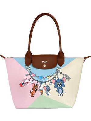Dogo Kadın Vegan Çok Renkli Large El Çantası - Warner Bros Looney Tunes Tom And Jerry Charms Tasarım