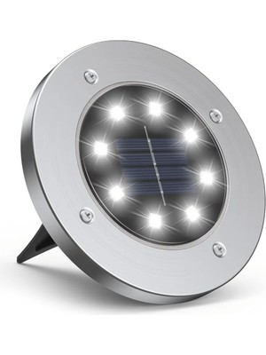 8 Ledli Solar Güneş Enerjili Beyaz Işık Su Geçirmez Bahçe Dekor Aydınlatma Lambası Bahçe Lambaları, Paslanmaz Çelik, Solar Lambalar, Su Geçirmez, Dış