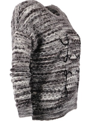 Vedi Minimalist Oversize 3/4 Kol Kadın Kazak - Günlük Kullanım