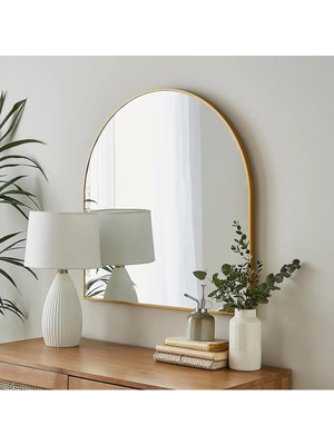 Yarım Ay Dekor Aynasıkonsol Aynası/makyaj Aynası Gold 70 x 70