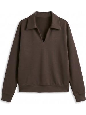 Hiccup Kadınlar Yumuşak Dokulu Sweatshirt Mocha Kahvesi