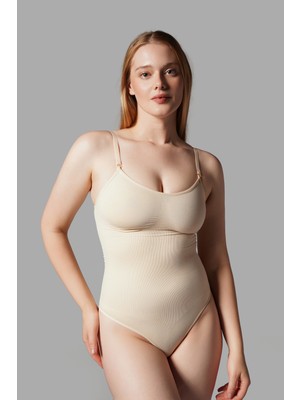 Küçük Hazine Çıtçıtlı String Body Korse 9052 Bej