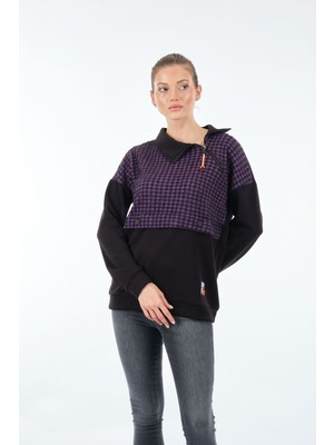 Vedi Oversize Yaka Detaylı Kadın Sweatshirt - Minimalist Trend