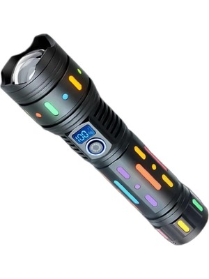 Çok Fonksiyonlu Teleskopik Zoom, 5 Modlu Şarjlı El Feneri, Powerbank, 10000 Mah Şarjlı Pil, Açık Alanda 5000 Metreye Kadar Menzil