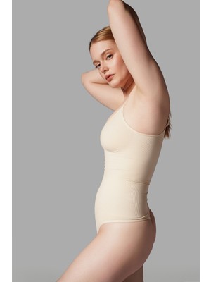 Küçük Hazine String Zıbın Sıkılaştırıcı Toparlayıcı Örme Kumaş Body 9052 Bej