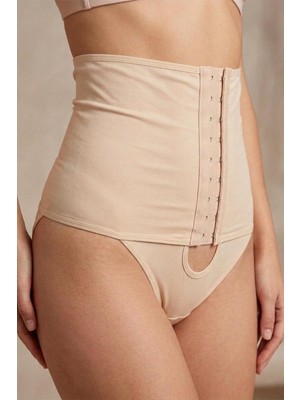 Küçük Hazine Bel Toparlayıcı Önden Agraflı Slip Korse 1053 -Ten