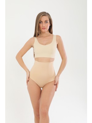 Küçük Hazine Lazer Kesim Silikonlu Slip Korse 4402 Ten
