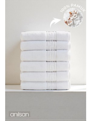 Anılsan 6'lı Antrasit Greek Mini El, Yüz Havlusu 75Gr. - 30x50 Cm, %100 Pamuk, Spa Ve Otel Havlusu