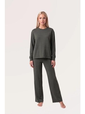 Pjs Kadın Yeşil Uzun Kol Pijama Takımı 30101