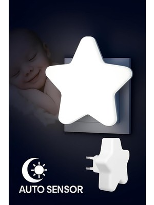 Mini Yıldız Gece Lambası LED Sensörlü Priz Işık Bebek Çocuk Yatak Odası Için Gece Işığı Beyaz Işık