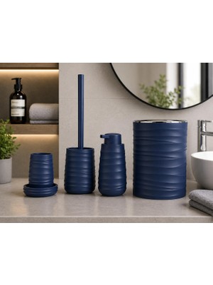 Akrilik Banyo Seti 5 Parça, Çöp Kovası, Tuvalet Fırçası, Sıvı Sabunluk, Diş Fırçalık ve Bardak, Modern Tasarım, Dekoratif Banyo Aksesuar Seti, Laciver