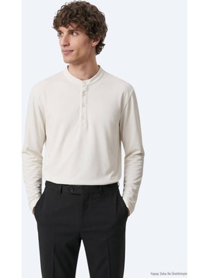 Kip Ekru Düz T-Shirt