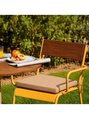 Sandalye Oturum Minderi Renkli 40X40X4 Bağcıklı Çıkarılabilir Kılıflı Çökme Yapmaz Sütlü Kahve