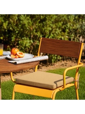 Sandalye Oturum Minderi Renkli 40X40X4 Bağcıklı Çıkarılabilir Kılıflı Çökme Yapmaz Bej