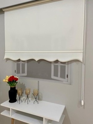 Pratik Ev Beyazıt Tekstil Kırık Beyaz Etek Dilimli Stor Perde Alüminyum Kasa Ekru 160 x 200 BYZT376