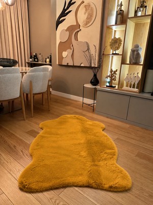 Doğuş Peluş Halı Ultra Soft Hardal Yumuşak Dokulu Peluş Halı Tek Kafa Post