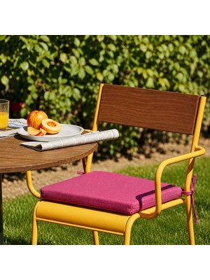 Sandalye Oturum Minderi Renkli 40X40X4 Bağcıklı Çıkarılabilir Kılıflı Çökme Yapmaz Pembe