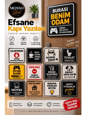 Mosso Steel Oda Kapısı Yazısı / Kapı Tabelası / Özel Tasarım Tabela / Yapışkanlı Kapı Yazısı