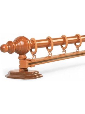 Pratik Ev Meşe Tek Raylı Ahşap Rustik Perde Askısı (150 Cm)