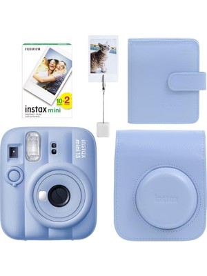 Pratik Ev Çanta, Mini 13 Fotoğraf Makinesi Deri Albüm Kıskaç ve 20'li Film Hediye Seti (Frost Blue)