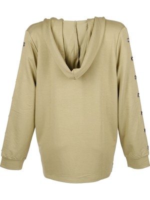 Vedi-bb Oversize Kapüşonlu Uzun Kol Kadın Sweatshirt - Günlük Rahat Şık