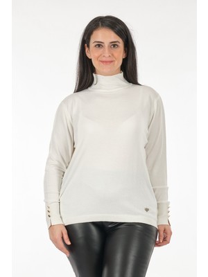 Vedi-bb Minimalist Boğazlı Uzun Kol Kadın Kazak - Günlük & Rahat