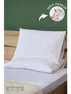 Anılsan Camelia 2'li Bej Yastık Kılıfı – 50x70 Cm, %100 Pamuk