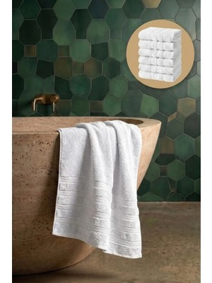 Seritaine 6'lı Işıl Premium Banyo Havlusu 70x140cm - Beyaz - %100 Pamuk - 600 gr/m2