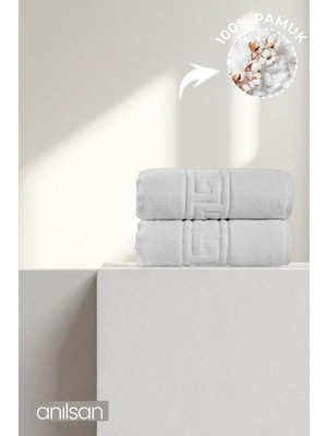 Anılsan 2'li Beyaz Greek El Havlusu - 50x90 Cm, 225 Gr, %100 Pamuk, Spa Ve Otel Havlusu
