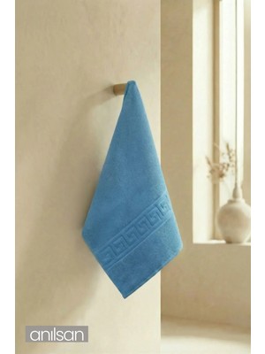 Anılsan Turkuaz Greek El Havlusu - 50x90 Cm, 225 Gr, %100 Pamuk, Spa Ve Otel Havlusu