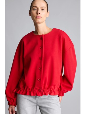 DeFacto Bisiklet Yaka Beli Bağcıklı Relaxed Fit Hırka I2728AX26AU