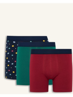 DeFacto Regular Fit Baskılı 3'lü Boxer Seti A5996AX26AU