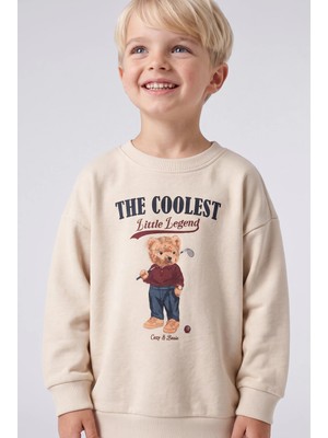 DeFacto Oversize Bisiklet Yaka Ayıcık Baskılı İçi Yumuşak Tüylü Kalın Sweatshirt Erkek Bebek I3309A526WN