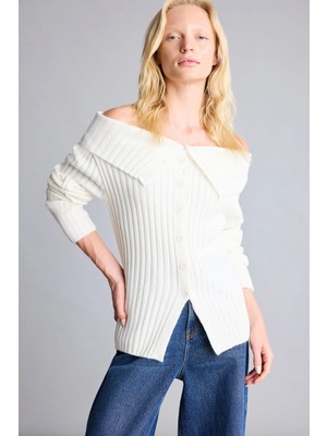 DeFacto Regular Fit Açık Omuz Fitilli Triko Basic Hırka H2159AX26AU