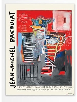 Pratik Ev Jean-Michel Basquiat Duvar Posteri, Modern Sanat, Sanat Serisi Poster - Kalın Kağıt - Çerçevesiz, 50 x 70 Kırmızı