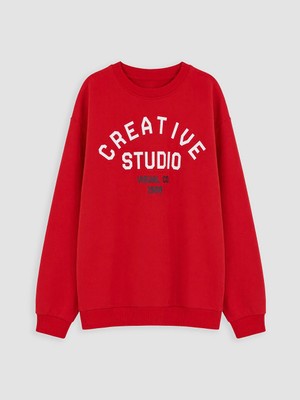 Lc Waikiki Yeni Sezon Kırmızı Baskılı Erkek Çocuk Kalın Sweatshirt
