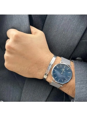 Lunarie Dw Model Gümüş Renk Klasik Çelik Kelepçe Bileklik – Kararmaz Paslanmaz Minimalist Unisex Erkek Kadın Takı