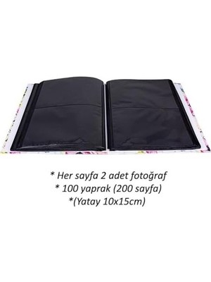 RS306 Fotoğraf Albümü 10X15CM 200 Fotoğraf Kapasiteli Çiçekler Desenli Lüks Albüm