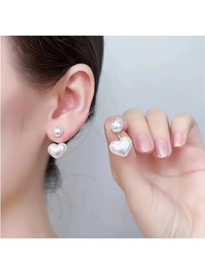 Lunarie Inci Kalp Ear Jacket Tırmanıcı Küpe Bijuteri Modern Antialerjik Kadın Küpe Hediyelik Zarif Modelleri