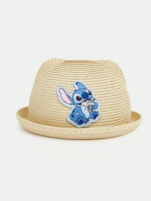 Lc Waikiki Yeni Sezon Bej Stitch Nakışlı Hasır Kız Bebek Şapka
