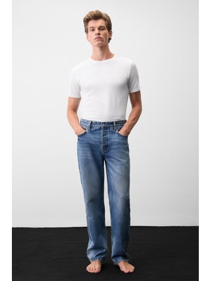 Grimelange Carpe Erkek Straight Fit Koyu Mavi Jeans